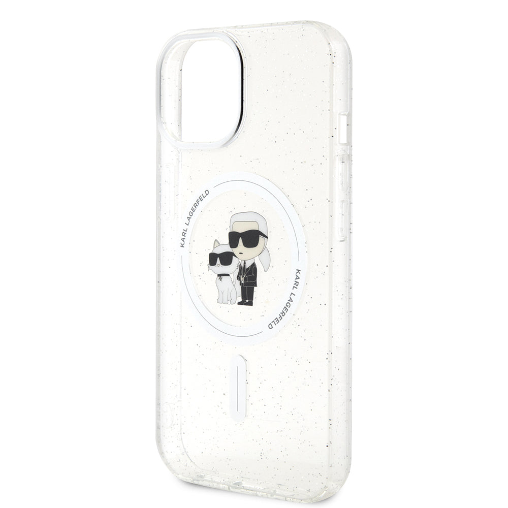 Custodia MagSafe per Apple iPhone 15, Karl Lagerfeld, Glitter, Trasparente