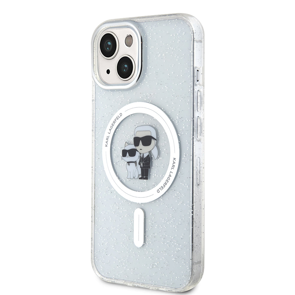 Custodia MagSafe per Apple iPhone 15, Karl Lagerfeld, Glitter, Trasparente