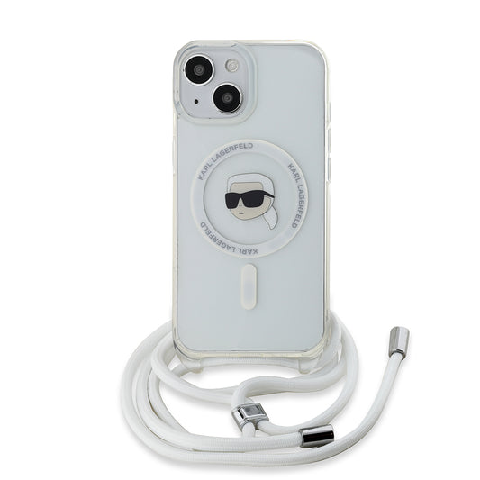 Coque MagSafe pour Apple iPhone 15, Karl Lagerfeld, IML Crossbody Karl's Head, Transparente