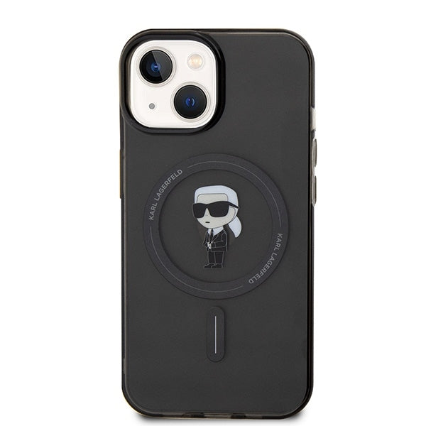Custodia MagSafe per Apple iPhone 15, Karl Lagerfeld, IML Ikonik Karl, Nera