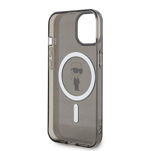 Custodia MagSafe per Apple iPhone 15, Karl Lagerfeld, IML Ikonik Karl, Nera