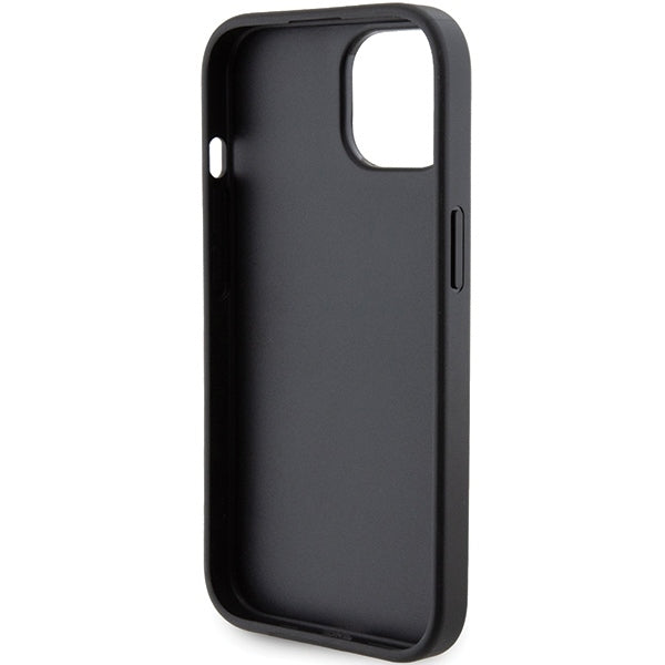 Custodia MagSafe per Apple iPhone 15, Karl Lagerfeld, Saffiano Gripstand Karl & Choupette, Nera