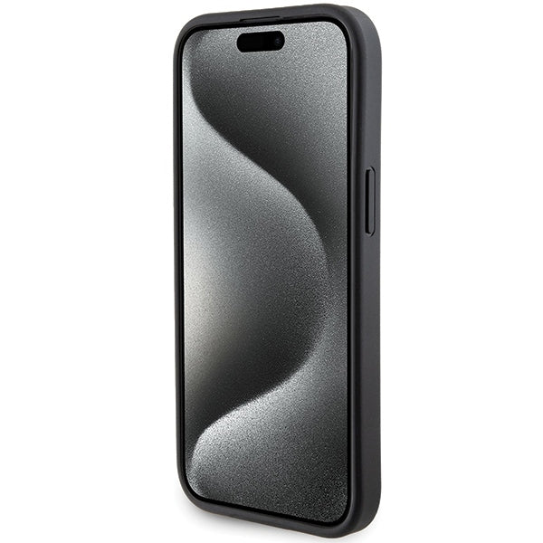 Custodia MagSafe per Apple iPhone 15, Karl Lagerfeld, Saffiano Gripstand Karl & Choupette, Nera