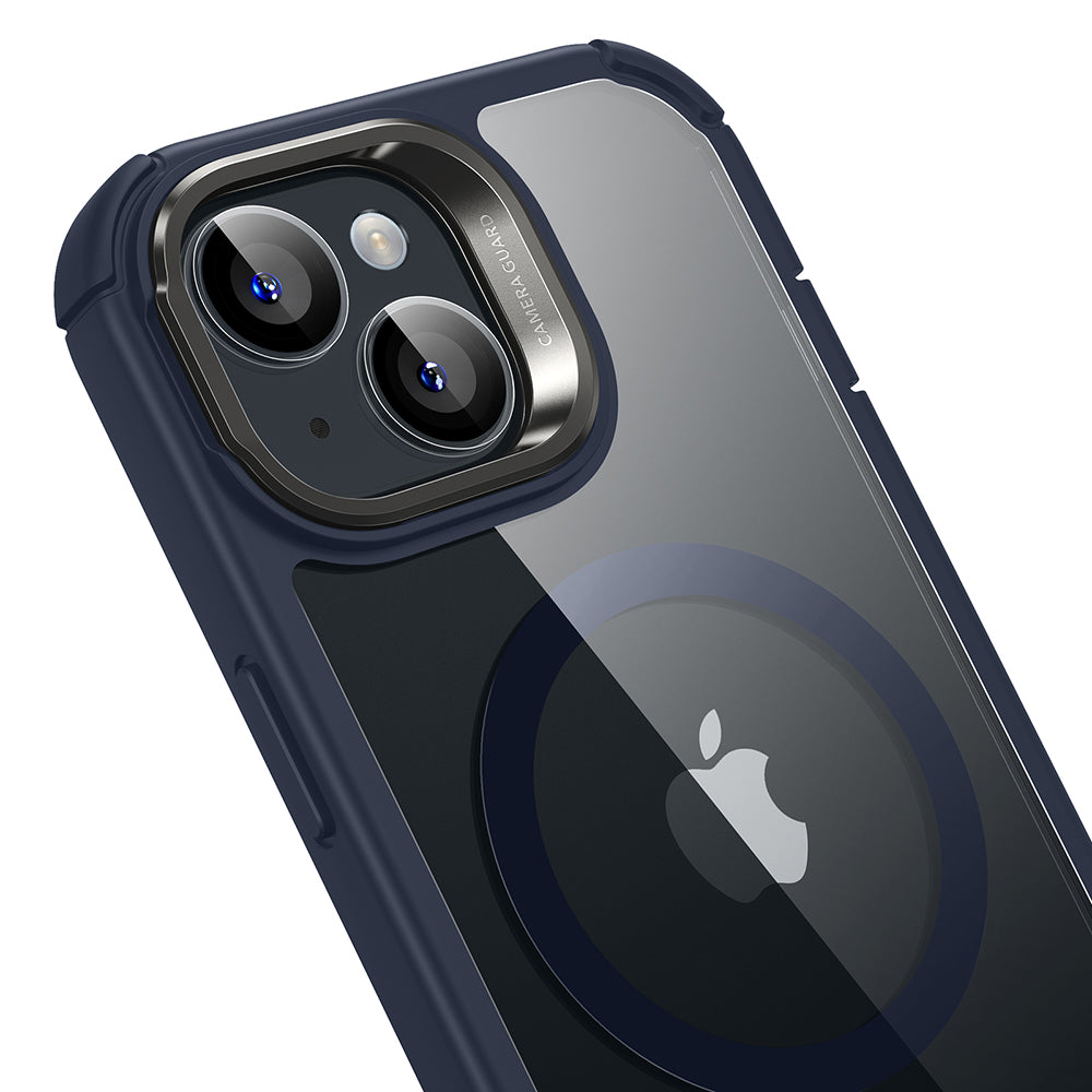 Custodia MagSafe per Apple iPhone 15 Plus, ESR, Armor Tough Kickstand, Blu Navy Trasparente