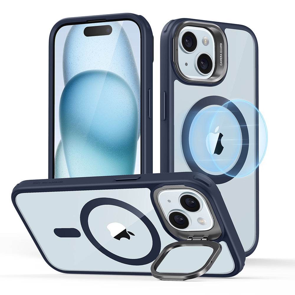 MagSafe Hülle für Apple iPhone 15 Plus, ESR, Classic Hybrid Kickstand, Transparentes Marineblau