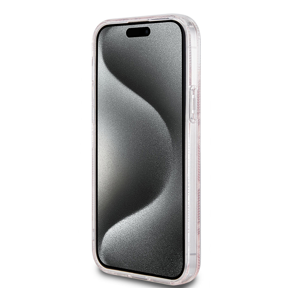 Coque MagSafe pour Apple iPhone 15 Plus, Guess, IML Gcube, Rose