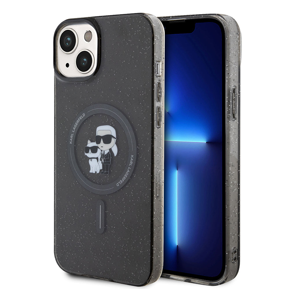 Custodia MagSafe per Apple iPhone 15 Plus, Karl Lagerfeld, Glitter, Nera