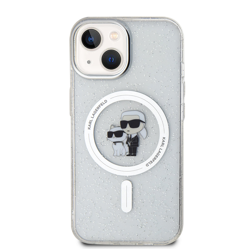 Custodia MagSafe per Apple iPhone 15 Plus, Karl Lagerfeld, Glitter, Trasparente