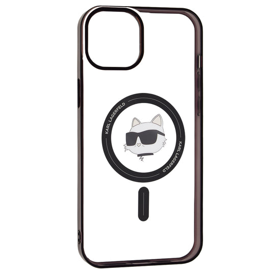 Coque MagSafe pour Apple iPhone 15 Plus, Karl Lagerfeld, IML Choupette's Head, Transparente