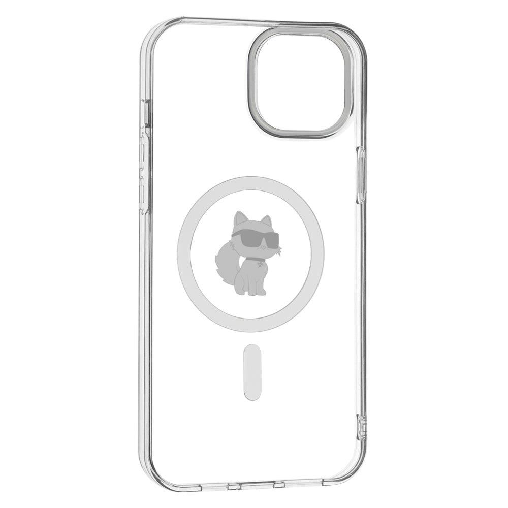 Coque MagSafe pour Apple iPhone 15 Plus / 14 Plus, Karl Lagerfeld, IML Choupette, Transparente