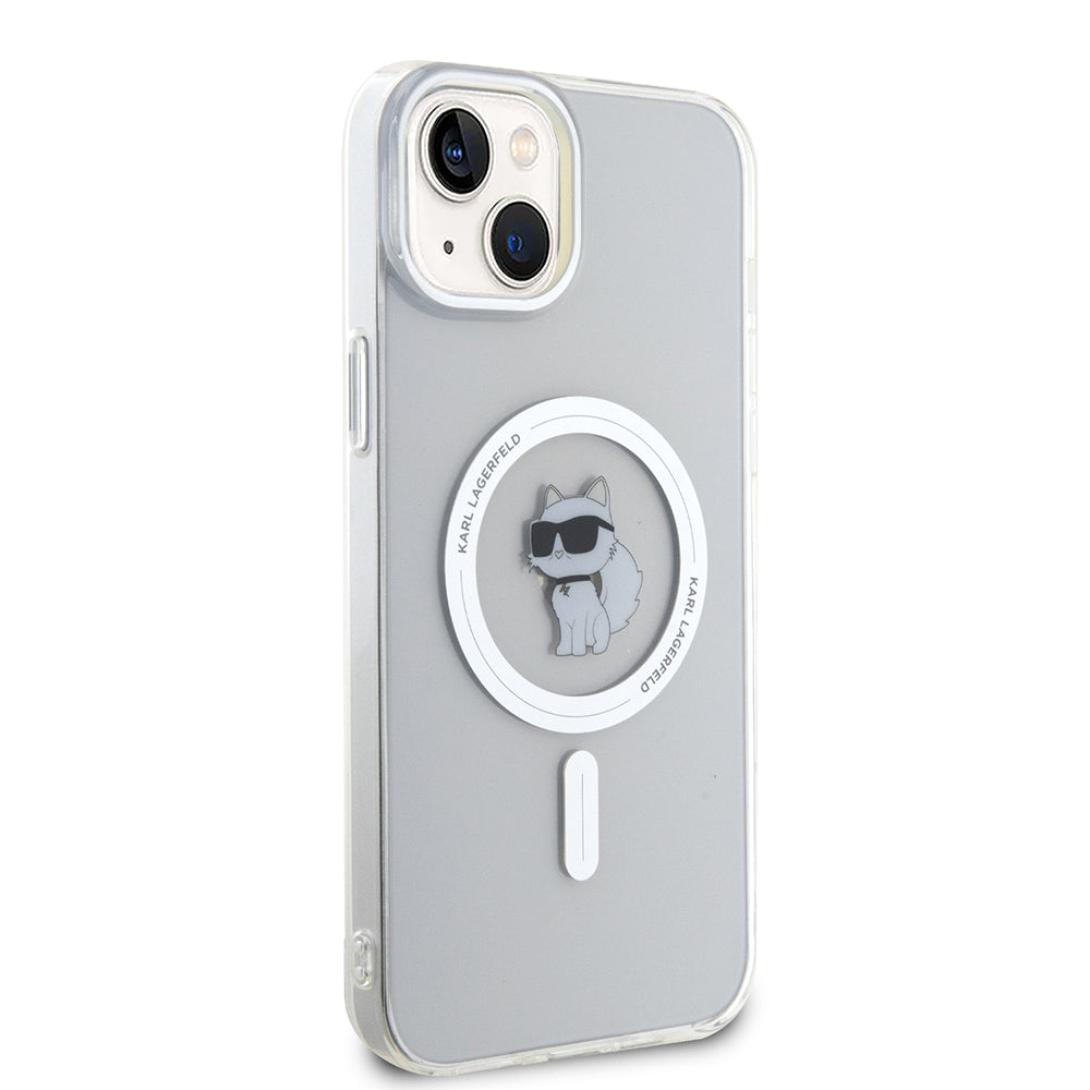 Coque MagSafe pour Apple iPhone 15 Plus / 14 Plus, Karl Lagerfeld, IML Choupette, Transparente