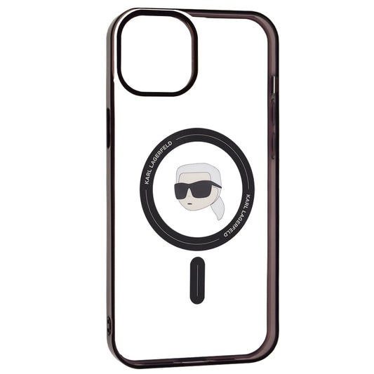 Coque MagSafe pour Apple iPhone 15 Plus, Karl Lagerfeld, IML Karl's Head, Transparente