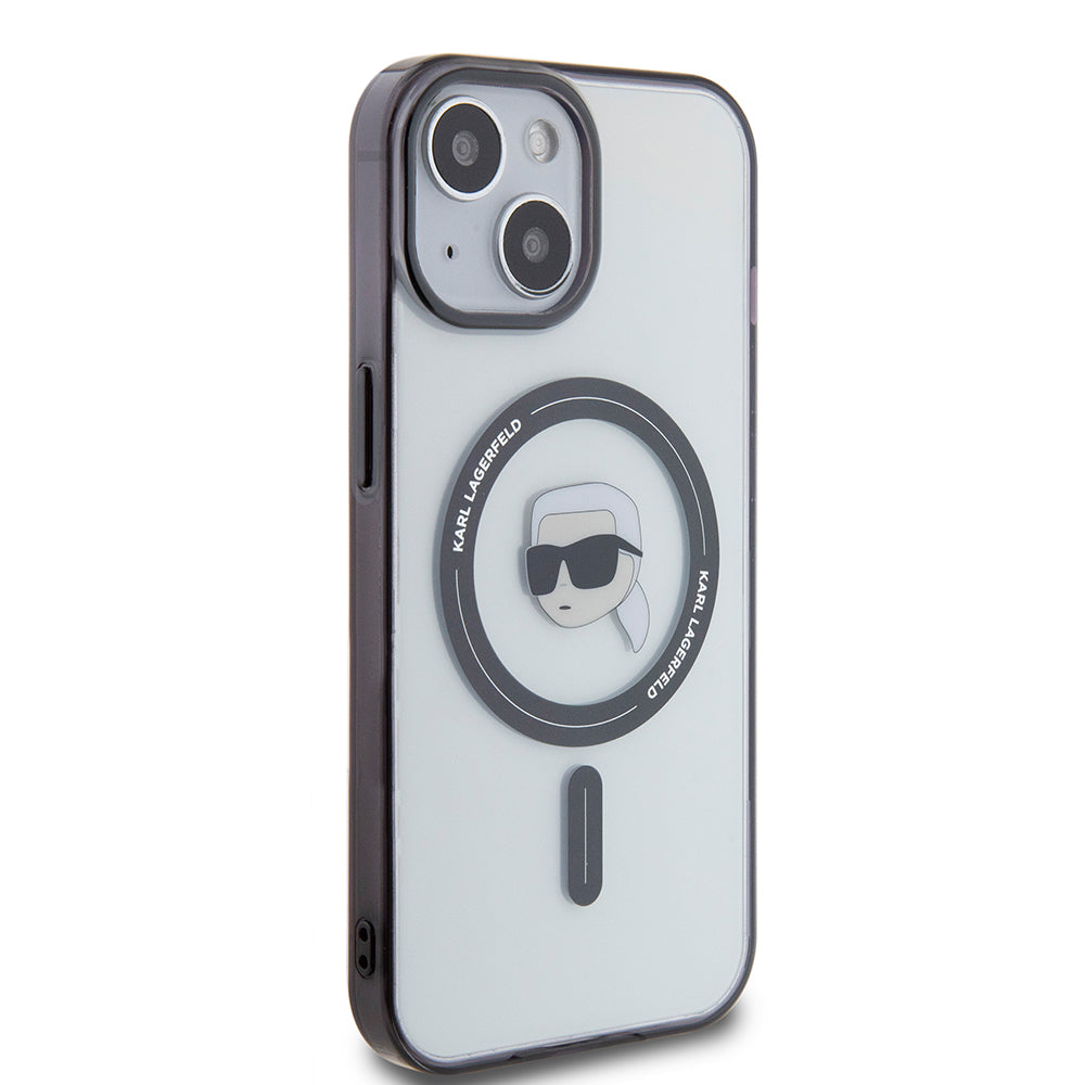 Custodia MagSafe per Apple iPhone 15 Plus, Karl Lagerfeld, IML Karl's Head, Trasparente