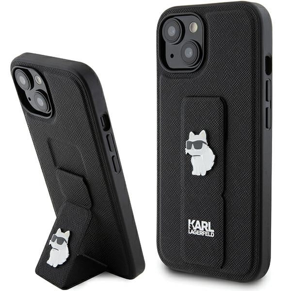 Custodia MagSafe per Apple iPhone 15 Plus, Karl Lagerfeld, Saffiano Gripstand Choupette, Nera