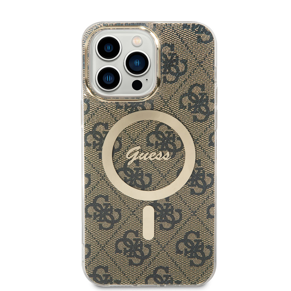 Custodia MagSafe per Apple iPhone 15 Pro, Guess, 4G IML, Marrone