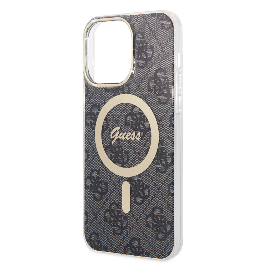 Custodia MagSafe per Apple iPhone 15 Pro, Guess, 4G IML, Nera GUHMP15LH4STK