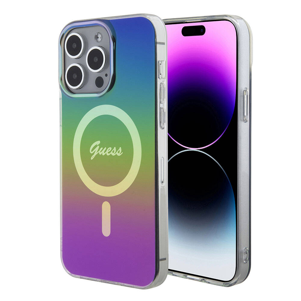MagSafe Hülle für Apple iPhone 15 Pro, Guess, IML Iridescent, Mehrfarbig