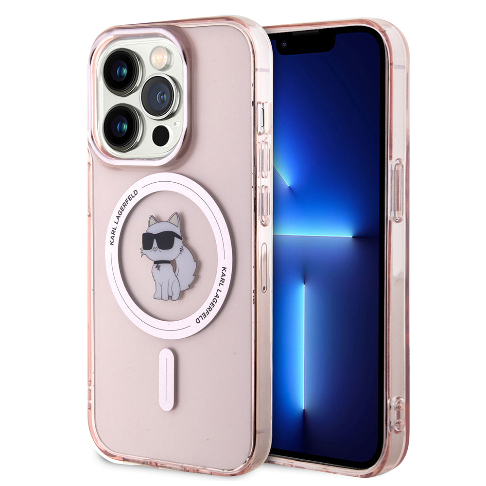 Custodia MagSafe per Apple iPhone 15 Pro, Karl Lagerfeld, IML Choupette, Rosa
