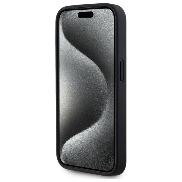 MagSafe Hülle für Apple iPhone 15 Pro, Karl Lagerfeld, Monogram Metal Logo, Schwarz