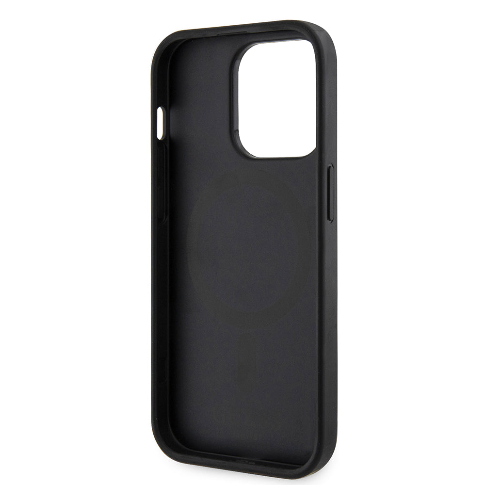 Custodia MagSafe per Apple iPhone 15 Pro Max, Guess, 4G Printed Stripes, Nera