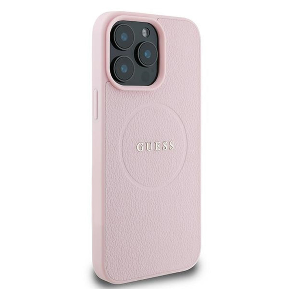 Custodia MagSafe per Apple iPhone 15 Pro Max, Guess, Grained Gold Ring, Rosa