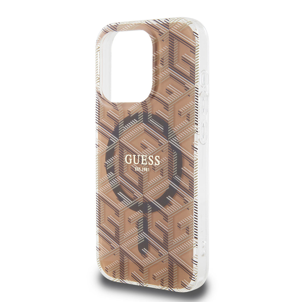 Custodia MagSafe per Apple iPhone 15 Pro Max, Guess, IML Gcube, Marrone