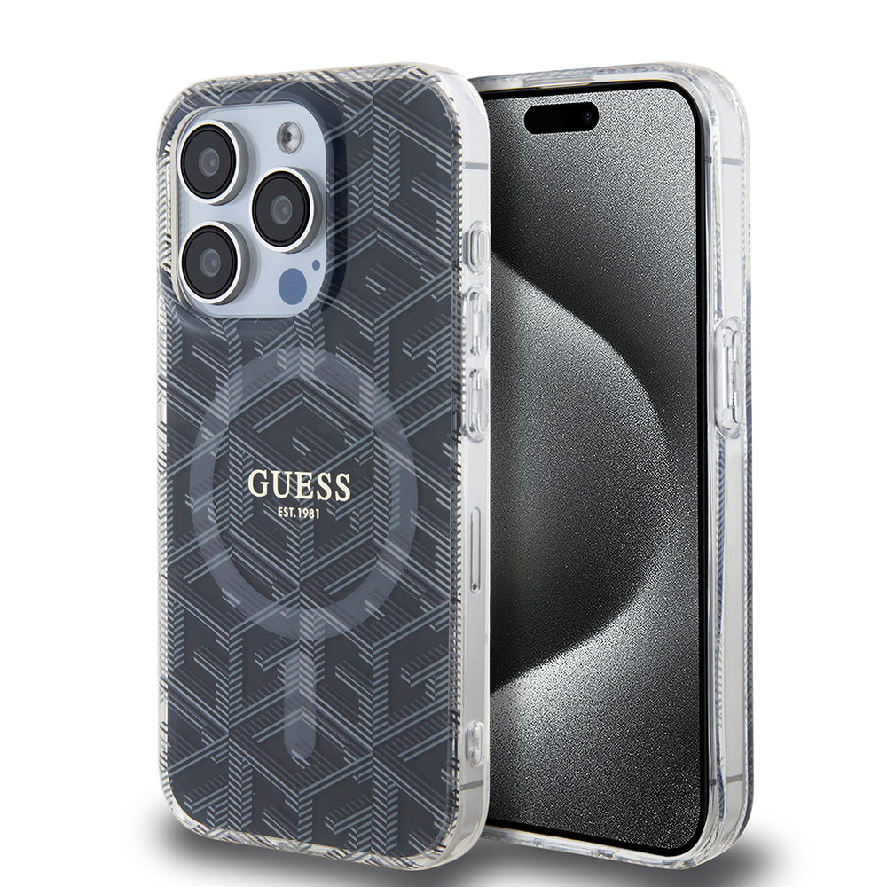Custodia MagSafe per Apple iPhone 15 Pro Max, Guess, IML Gcube, Nera