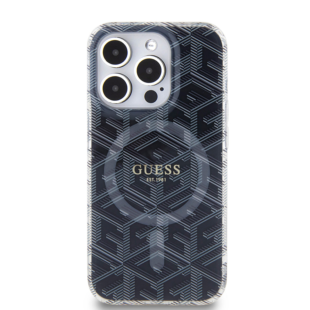 Custodia MagSafe per Apple iPhone 15 Pro Max, Guess, IML Gcube, Nera
