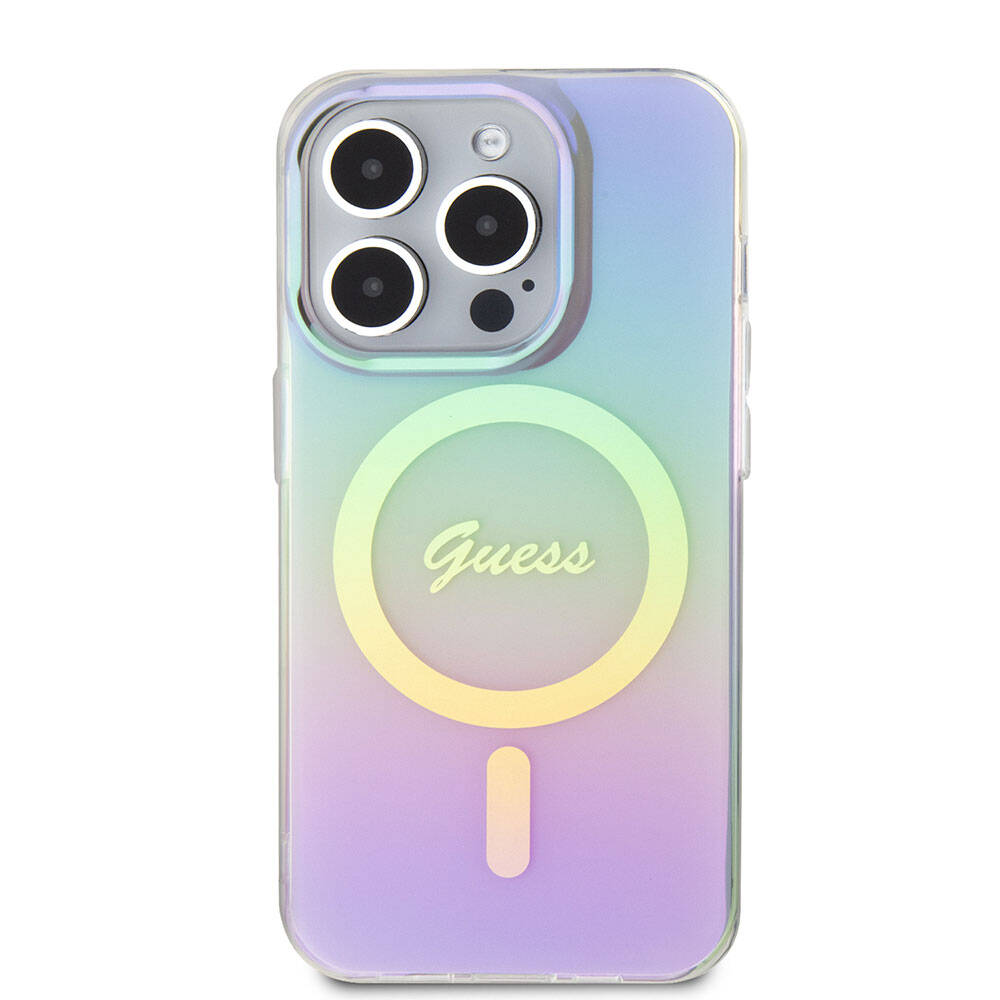 Custodia MagSafe per Apple iPhone 15 Pro Max, Guess, IML Iridescente, Viola