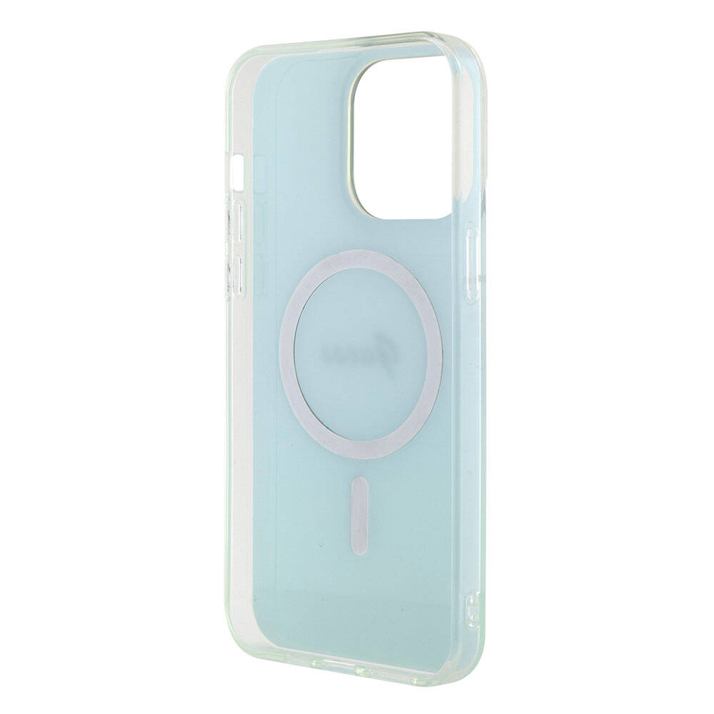 Custodia MagSafe per Apple iPhone 15 Pro Max, Guess, IML Iridescente, Turchese