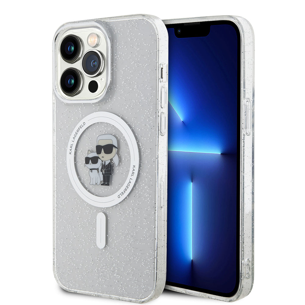 Custodia MagSafe per Apple iPhone 15 Pro Max, Karl Lagerfeld, Glitter, Trasparente
