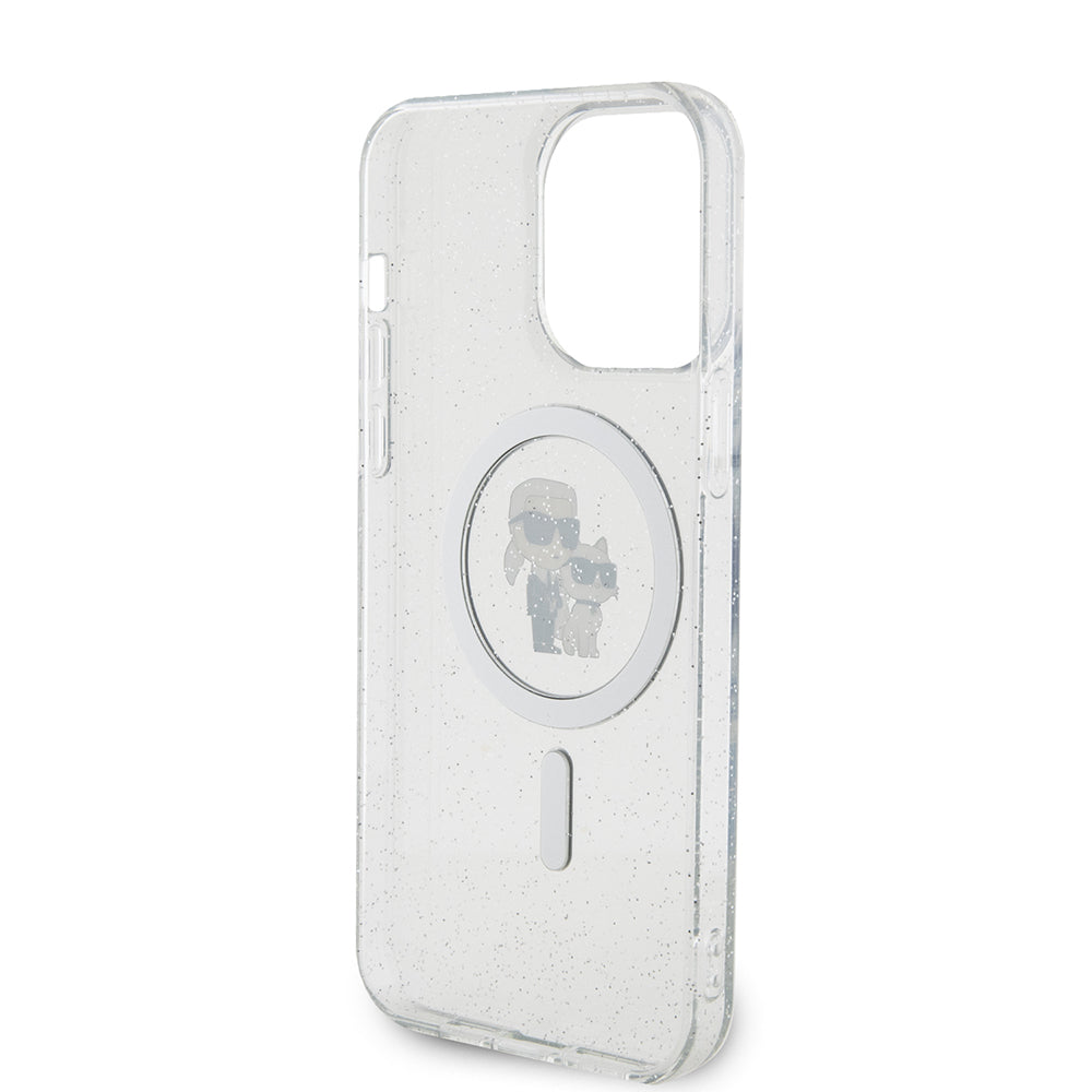 Custodia MagSafe per Apple iPhone 15 Pro Max, Karl Lagerfeld, Glitter, Trasparente