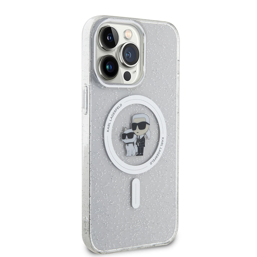 Custodia MagSafe per Apple iPhone 15 Pro Max, Karl Lagerfeld, Glitter, Trasparente