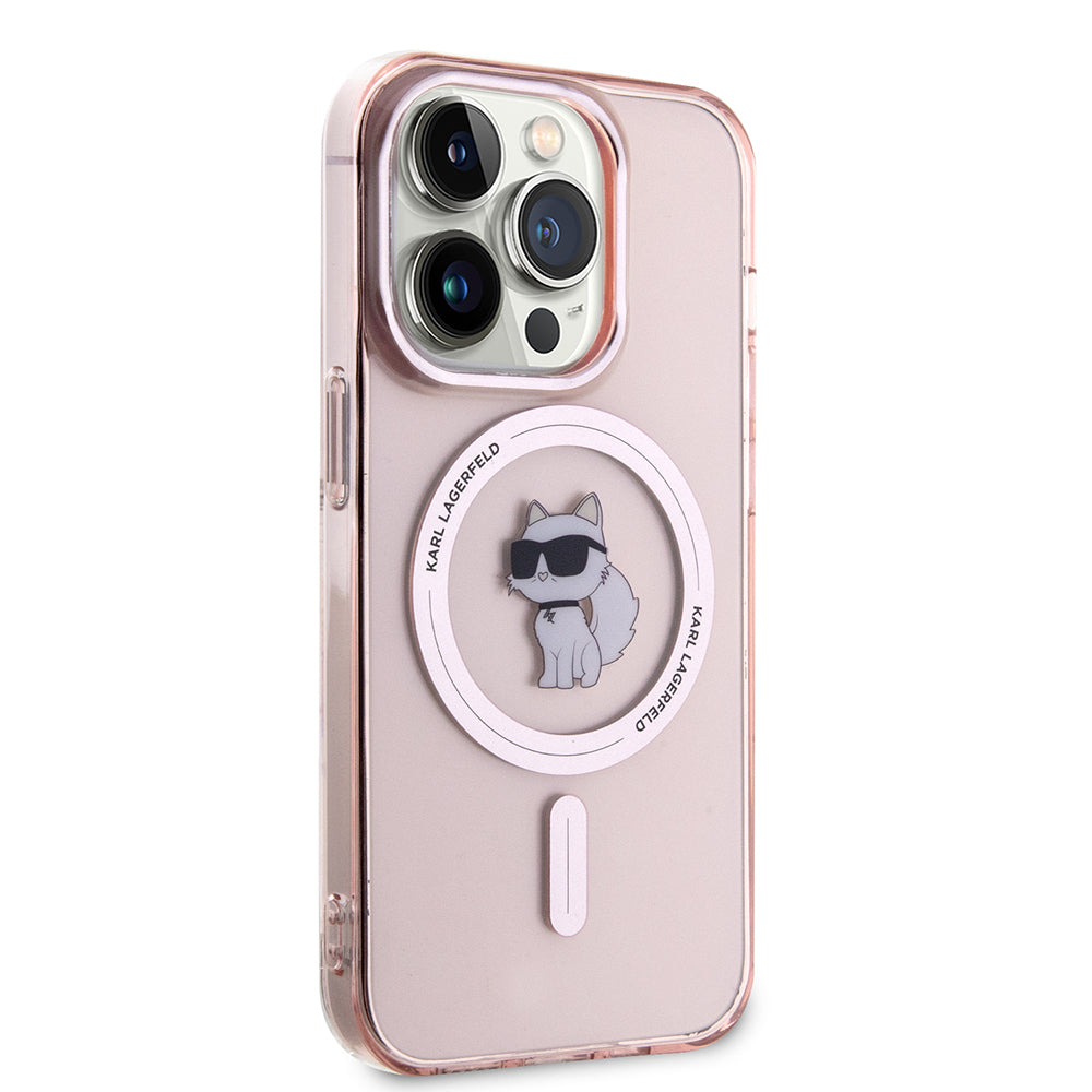 Custodia MagSafe per Apple iPhone 15 Pro Max, Karl Lagerfeld, IML Choupette, Rosa