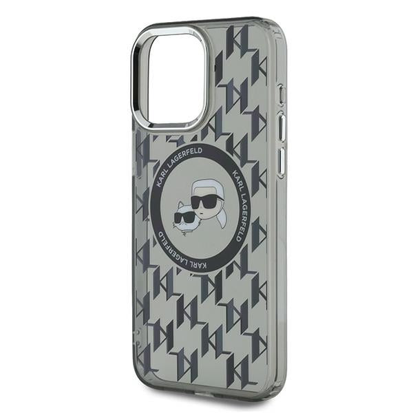 Custodia MagSafe per Apple iPhone 15 Pro Max, Karl Lagerfeld, IML Monogramma Karl & Choupette's Heads, Nera