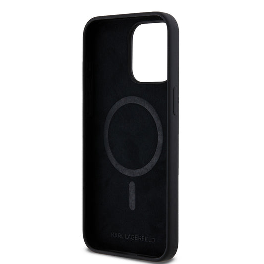 Custodia MagSafe per Apple iPhone 15 Pro Max, Karl Lagerfeld, Silicone Choupette's Head, Nera