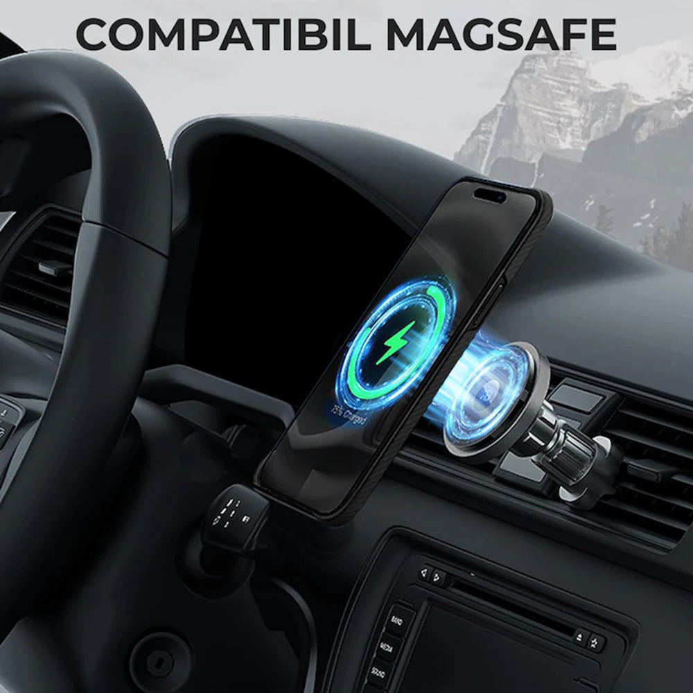 Custodia MagSafe per Apple iPhone 15 Pro Max, Techsuit, Fibra di Aramide, Nera