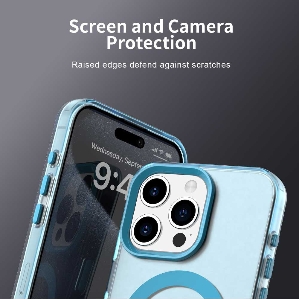 Custodia MagSafe per Apple iPhone 15 Pro Max, Techsuit, CandyCase, Blu