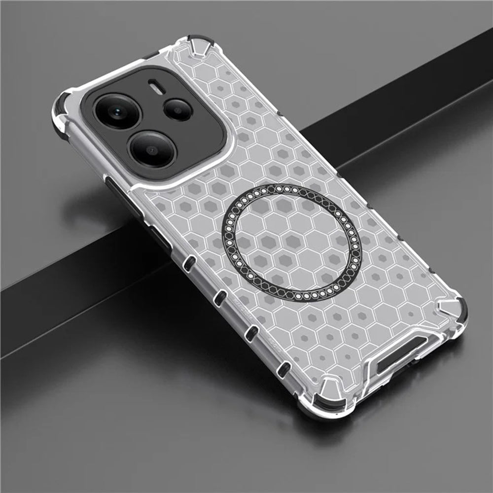 Custodia MagSafe per Apple iPhone 15 Pro Max, Techsuit, HoneyComb Shield, Bianca