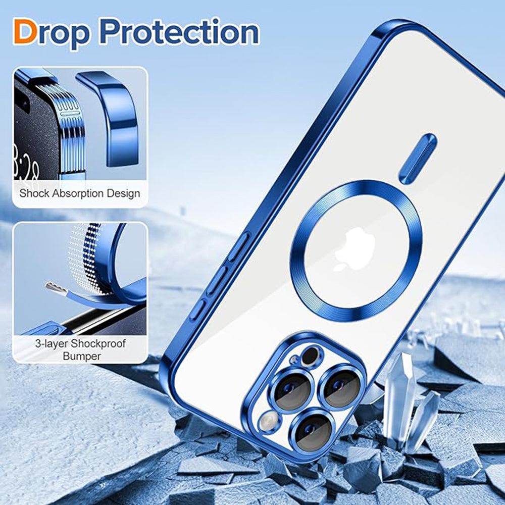 Custodia MagSafe per Apple iPhone 15 Pro Max, Techsuit, Luxury Crystal, Blu Scuro
