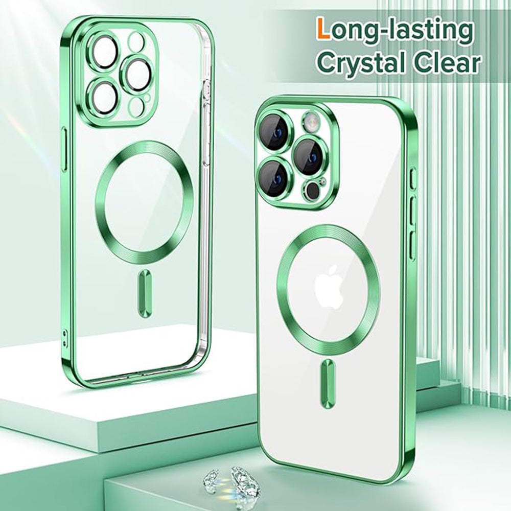 Coque MagSafe pour Apple iPhone 15 Pro Max, Techsuit, Luxury Crystal, Vert Clair