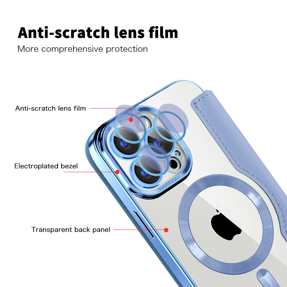 Custodia MagSafe per Apple iPhone 15 Pro Max, Techsuit, SmartMag Book, Blu
