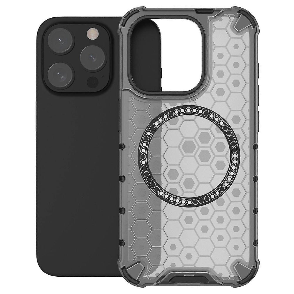 Custodia MagSafe per Apple iPhone 15 Pro, Techsuit, HoneyComb Shield, Nera