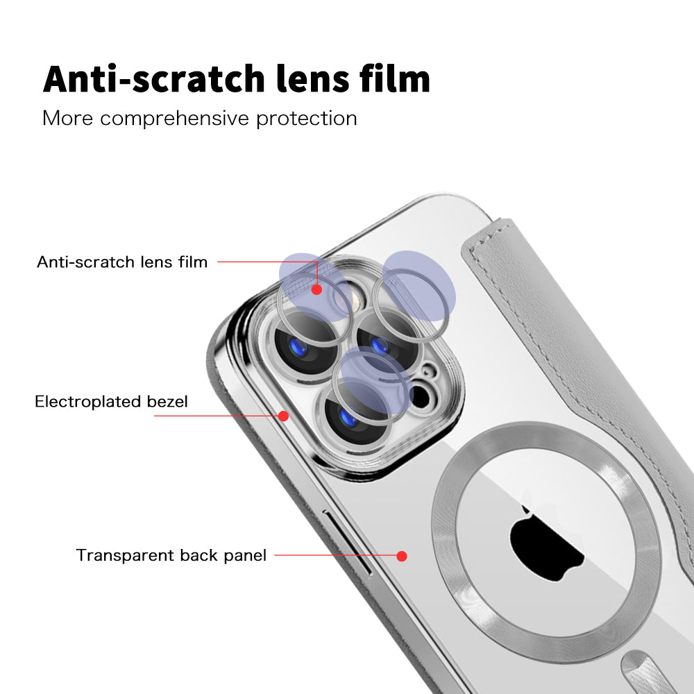 Coque MagSafe pour Apple iPhone 15 Pro, Techsuit, SmartMag Book, Gris