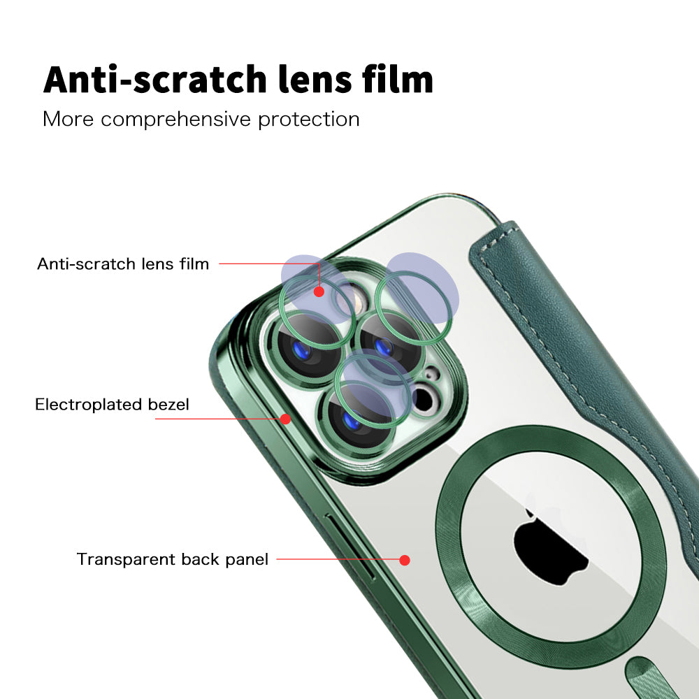 Coque MagSafe pour Apple iPhone 15 Pro, Techsuit, SmartMag Book, Vert