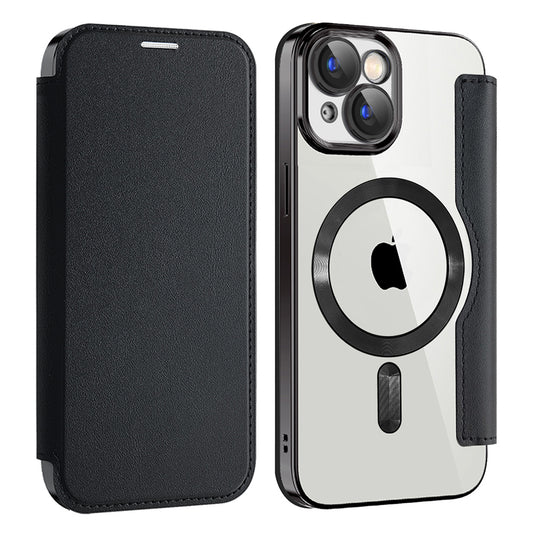 Coque MagSafe pour Apple iPhone 15, Techsuit, SmartMag Book, Noire