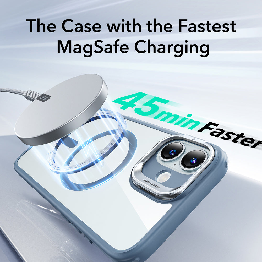 MagSafe Case for Apple iPhone 16, ESR, Classic Hybrid Kickstand, Transparent Blue