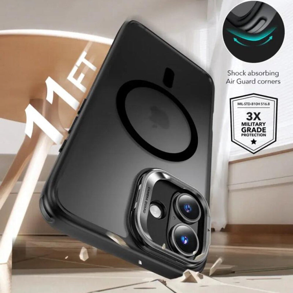 Coque MagSafe pour Apple iPhone 16, ESR, Classic Hybrid Kickstand Slide, Noir Satiné