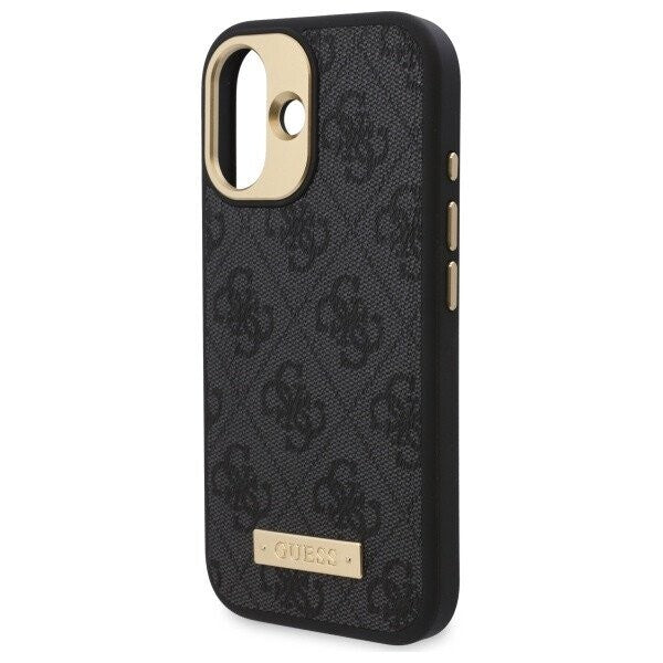 Housse MagSafe pour Apple iPhone 16, Guess, Plaque Logo 4G, Noire