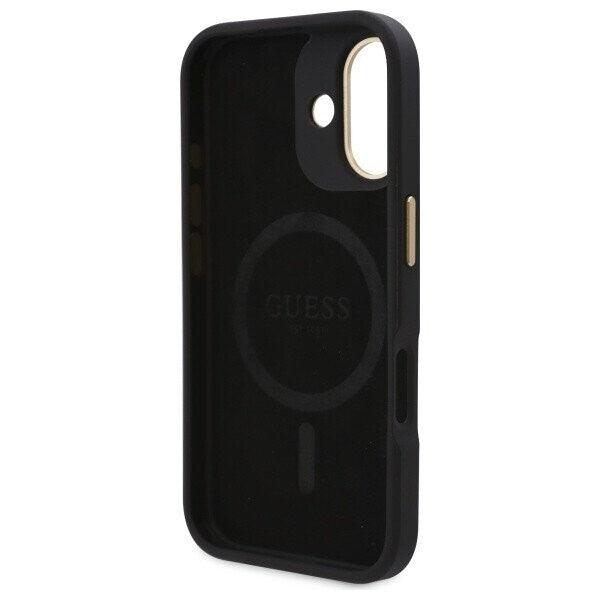 Housse MagSafe pour Apple iPhone 16, Guess, Plaque Logo 4G, Noire